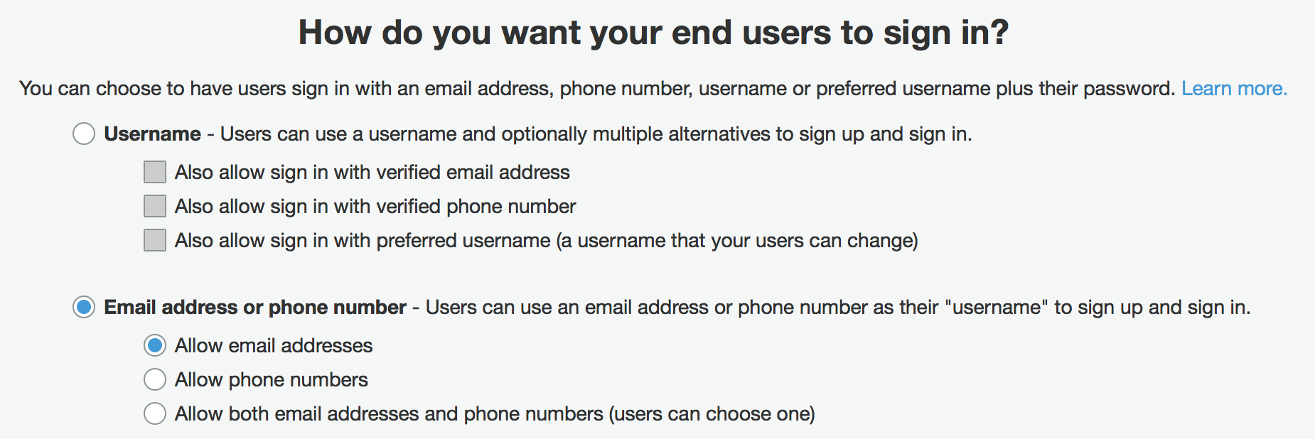 User Pool Settings